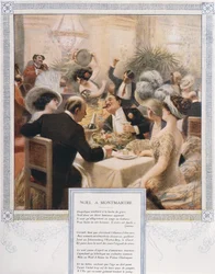 Noël à Montmartre, dîner de réveillon dans un restaurant luxueux, vers 1900