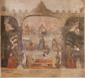 Église Saint-Jean-Baptiste. Intérieur. Chapelle Saint-Fursy. Peintures murales. La glorification de Marie (fresque dite de la bonne mort). Début 17e siècle