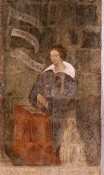 Église (Église Saint-Jean-Baptiste). Intérieur. Chapelle Saint-Fursy. Peintures murales. La glorification de Marie (fresque dite de la bonne mort). Début XVIIe siècle