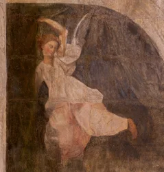 Église (Église Saint-Jean-Baptiste). Intérieur. Chapelle Saint-Fursy. Peintures murales. La glorification de Marie (fresque dite de la bonne mort). Début 17ème siècle