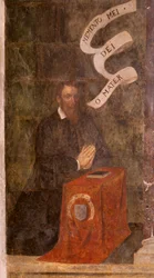 Église (Église Saint-Jean-Baptiste). Intérieur. Chapelle Saint-Fursy. Peintures murales. La glorification de Marie (fresque dite de la bonne mort). Début 17ème siècle