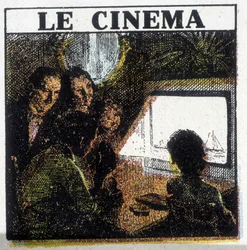 Projection de cinéma, vers 1920