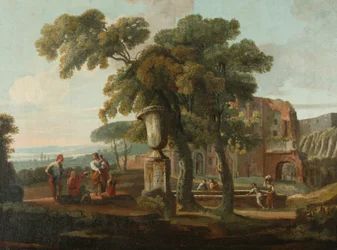 Paysage classique avec urne, vers 1700
