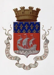 Blason de la ville de Paris : Empire (Napoléon III) - Décision préfectorale du 24 novembre 1853 - dans « Armorial National de France », par H. Traversier, Paris