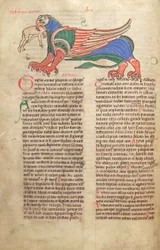 Un griffon dévorant un homme, du Liber Floridus par Lambert de Saint-Omer vers 1120