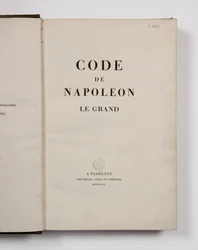 Code de Napoléon le Grand, ouvert à la page de titre, publié à Florence, Molini, Landi et Cie, 1809