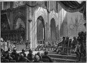 Concordat de 1801 - Réintroduction des rites catholiques, Pâques, 8 avril 1802 Notre-Dame de Paris - Restauration officielle des cultes en présence de Bonaparte : Te Deum à Notre Dame