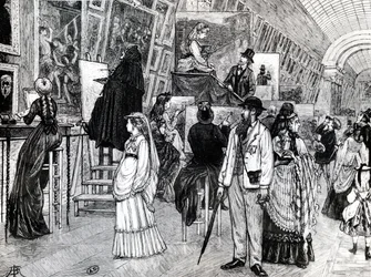 Copistes dans la Grande Galerie du Louvre, vers 1880