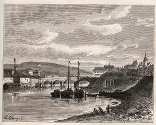 Corbeil Essonnes - gravure dans «La France illustrée: géographie, histoire, administration statistique» par V.A. Malt-Brown. 1884