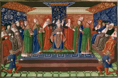 Couronnement du pape Boniface IX, tiré des Chroniques de Froissart, vol. IV