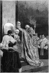 Couronnement du pape Léon XIII (Leone) (1810-1903) dans la chapelle Sixtine