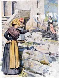 Femmes corses dans un village