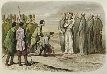 Cortés aux pieds de Martin de Valence