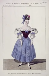 Costume pour Madame Cinti Damoreau dans le rôle de Zerlina dans Don Giovanni, gravé par Maleuvre, imprimé par Hautecoeur-Martinet