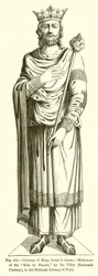 Costume du roi Louis le Jeune, miniature des Rois de France, par Du Tillet, XVIe siècle, à la Bibliothèque nationale de Paris