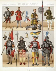 Costumes et armures du Moyen Âge - dans "Le costume historique" par Racinet
