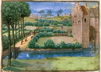 Paysage flamand avec un moulin à eau au premier plan et un moulin à vent en arrière-plan, de l