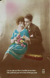 Couple avec des fleurs, 1910-20