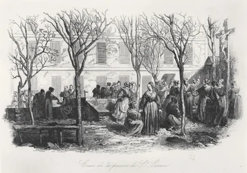 Cour de la Prison Saint-Lazare à Paris, vers 1840