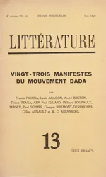 Couverture de Litterature, revue littéraire mensuelle consacrée au mouvement Dada, mai 1920