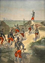 Service de cyclisme le long de la côte de Cuba, illustration du Petit Journal : Supplément illustré, 1898