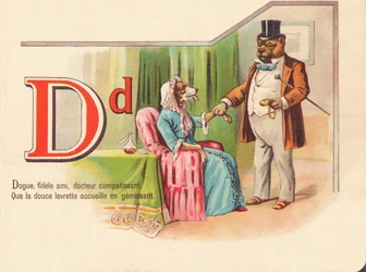 D : Danois, ami fidèle, médecin compatissant, que le doux style canin accueille en gémissant