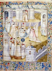 Danse dans un château. Miniature tirée de "Le Livre de la Cité des Dames" par Christine de Pisan