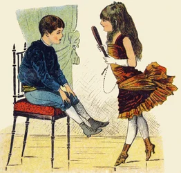 Danseuse. Gravure dans "ABC indéchirable sur toile vernie". A. Capendu, éditeur, Paris, fin XIXe siècle. Librairie enfantine illustrée.