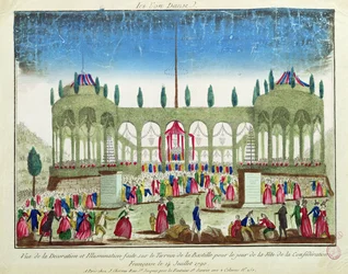 Décoration et illumination de la Bastille pour la Fête de la Fédération, 14 juillet 1790
