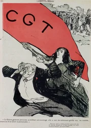 Manifestation et drapeau de la CGT - dans « L