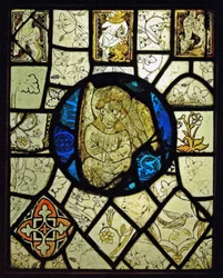 Grisaille avec grotesques et un ange; Normandie