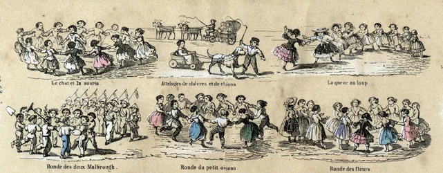 Description des loisirs et jeux des enfants : les rondes. Planche « les jeux de l