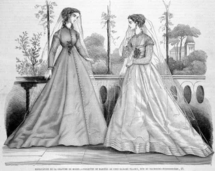 Deux toilettes de mariées de chez madame Fladry - dans "La Mode illustrée" du 29/09/1867