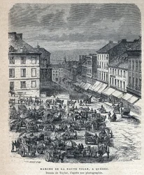 Marche de la haute ville à Québec. Dessin de Taylor d