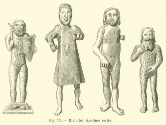 Divinités, figurines en fer