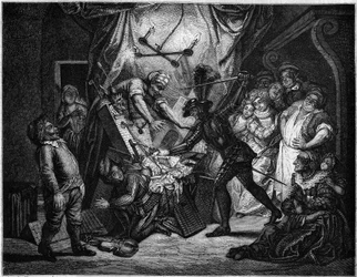 Don Quichotte combat les marionnettes qu