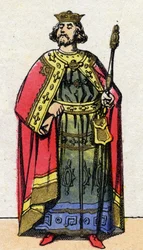 Dynastie capétienne : Portrait de Louis VI le Gros (1081-1137), roi des Francs de 1108 à 1137. Imagerie d