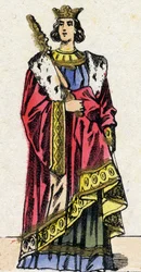 Dynastie des Capétiens : Portrait de Louis X dit le Hutin (1289-1316), Roi des Francs de 1314 à 1316. Imagerie d