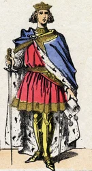 Dynastie des Capétiens : Portrait de Philippe III dit le Hardi (1245-1285), roi des Francs de 1270 à 1285. Imagerie d