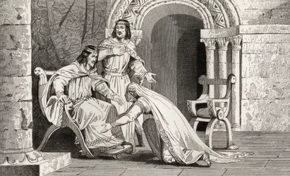 Emme embrasse le genou de son mari Raoul (d.936) en reconnaissance de sa souveraineté, de 