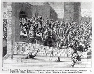 Entrée de Henri IV (1553-1610) à Paris, 22 mars 1594 (gravure)