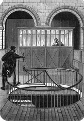 Entrée des caves du trésor de la Banque de France à Paris au XIXe siècle (gravure)