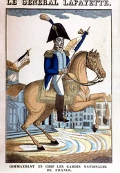 Portrait équestre du général La Fayette (Lafayette), commandant en chef de la Garde nationale de France