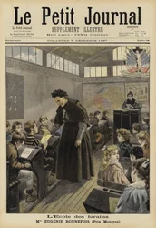 Eugénie Bonnefois, institutrice française, à son école pour les enfants des forains