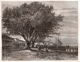Évian-les-Bains (Évian les Bains) - Haute-Savoie - gravure dans « La France illustrée : géographie, histoire, administration statistique » par V.-A. Malt-Brown. 1884