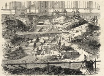 Fouilles dans la Cour Carrée du Louvre - Découverte des fondations de l
