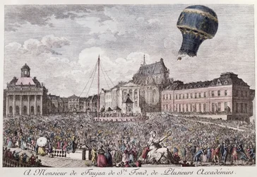 Expérience à Versailles des frères Montgolfier avec le vol en montgolfière d