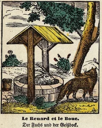 Fables de La Fontaine : le renard et le bouc. Image d