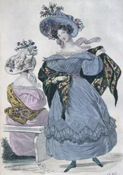 Planche de mode, Paris, illustration du Petit Courrier des Dames, 1830