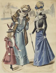 Planche de mode, sur le boulevard, illustration de La Nouvelle Mode, 1897